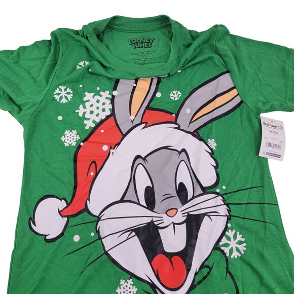 Looney Tunes Bugs Bunny Christmas Print Snowflakes Graphic T-Shirt - Picture 4 of 13